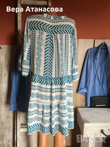 👗👗👗 Разкроена рокля в тюркоаз🩵🩵🩵 м/л/хл, снимка 3 - Рокли - 55605833