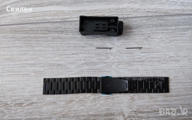 Верижка за часовник 20 ММ, метална, черна с инструмент за регулиране, снимка 2 - Мъжки - 54155638