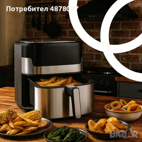 Смарт Еърфрайър , 2200W, XXL 6.5л, Wi-Fi Tuya App, 10 Програми, Неръждаема стомана, снимка 5 - Фритюрници - 55688188