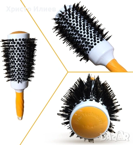 Кръгла керамична четка за коса 53 мм, Global Keratin Thermal Round Anti-Static Brush 53 mm, снимка 6 - Други - 54327249