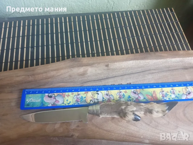 Уникален ловен нож с дръжка от сърнешки крак, снимка 2 - Ножове - 55323120