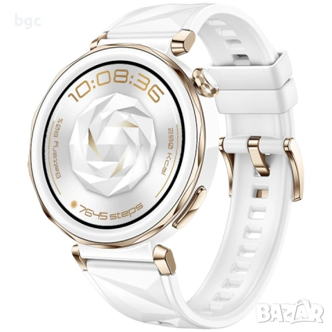 ЧИСТО НОВ Huawei Watch GT 5 Pro (42mm, Бял / White Rubber) – Пълен комплект, снимка 5 - Смарт часовници - 55286477