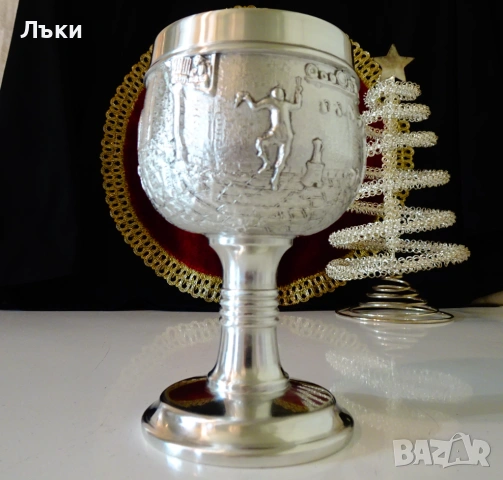 Калаен бокал,чаша за вино Сватосване,калаена сватба. , снимка 4 - Антикварни и старинни предмети - 54802505