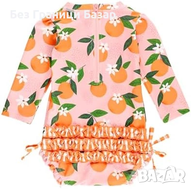 Нов Бебешки Rash Guard Бански Слънцезащита UPF 50+ С Къдрички И Цип UV Защита Дълги Ръкави, снимка 3 - Бебешки бански - 54723948