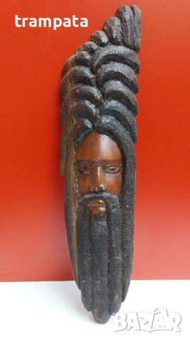 НАЙ ДОБРАТА ОФЕРТА Голяма 88см. Дърворезба - Африкански мъж с реге прическа 