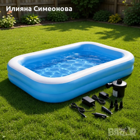 Надуваем семеен басейн 200x150 см + компактна електрическа помпа