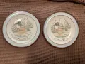 Стенни чинии порцелан ръчна изработка диаметър 12’5 см цена за 2 броя, снимка 5