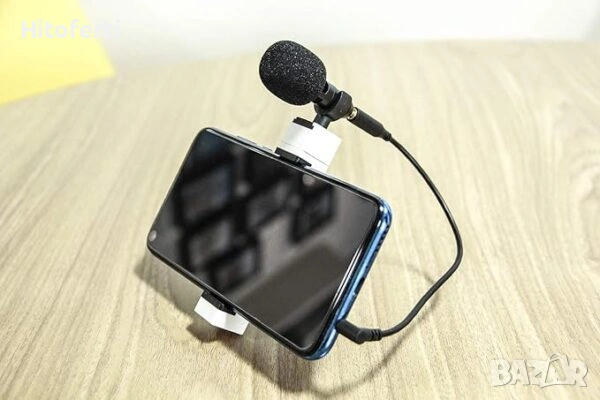 Щипка за смартфон с микрофон, бял Amazon Basics, снимка 4 - Микрофони - 54347279