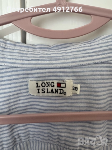 Стилна дамска риза на синьо-бяло райе Long Island, снимка 3 - Ризи - 55596144