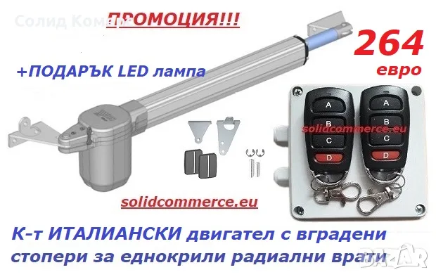 Комплект италиански двигател с вградени стопери за еднокрили радиални врати