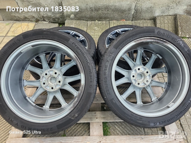 Лети джанти 18ки 5х114.3 Nissan + летни гуми 225/45/18, снимка 9 - Гуми и джанти - 54584318