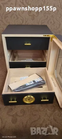 Луксозен хумидор за пури CIGARLOONG с 3 чекмеджета и хигрометър, снимка 3 - Табакери - 55680765