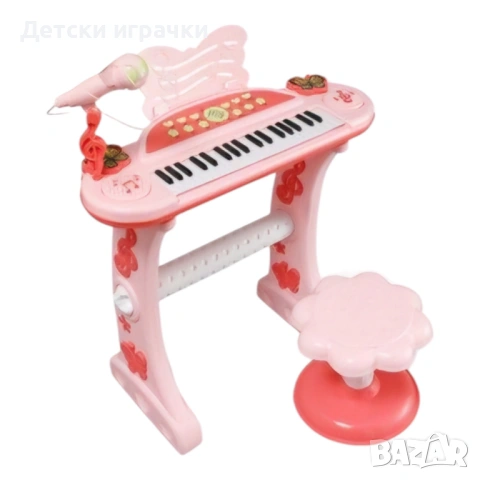 Детско пиано със столче и микрофон , снимка 2 - Музикални играчки - 54304404