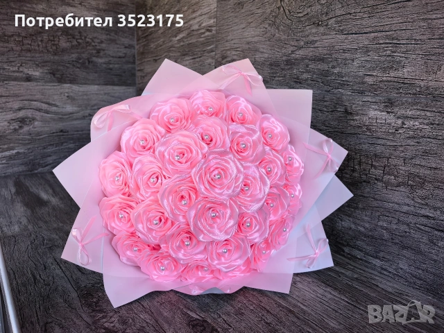 Букети от сатенени рози , снимка 3 - Други - 54346385