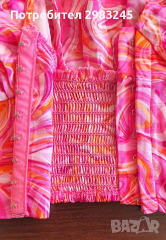 Блуза с дълги ръкави и розови мотиви, снимка 3 - Блузи с дълъг ръкав и пуловери - 54282423