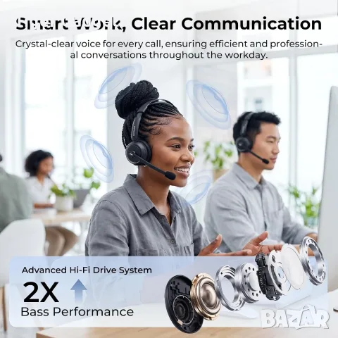 Nuroum HP31S (3rd Gen) Bluetooth слушалка с микрофон, USB донгъл, зарядна база, Noise Cancelling, снимка 4 - Bluetooth слушалки - 55313694