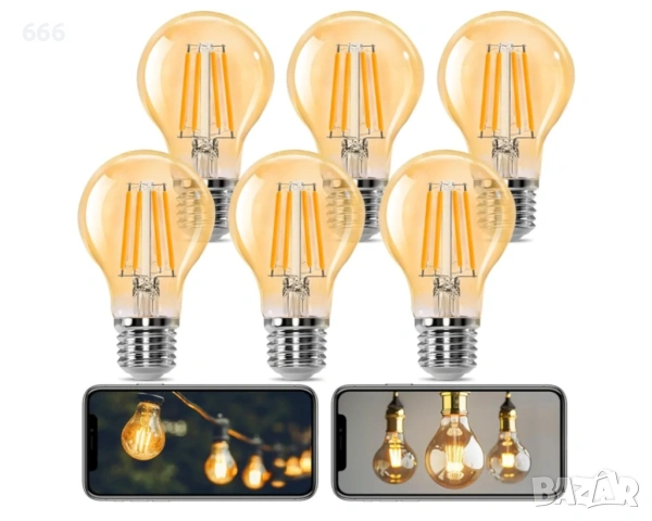 6 броя LED крушка Aigostar E27 Vintage 35 W 2200к