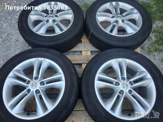 Лети джанти 17ки 5х114.3 Nissan + летни гуми 215/60/17 Continental, снимка 2 - Гуми и джанти - 55081278