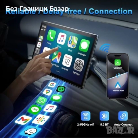 Нов Wireless CarPlay Android Auto адаптер за iPhone iOS 10+ USB-C кола телефон връзка, снимка 7 - Друга електроника - 55071609