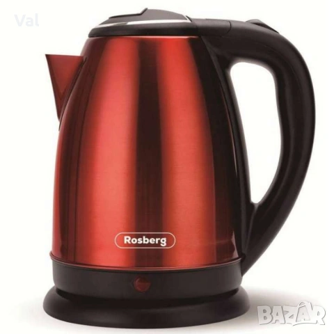 Електрическа кана, 1800W, 1.8л., Корпус неръжд. стомана, S/S, Инокс/Черен, Червен металик, снимка 5 - Кани - 54922540