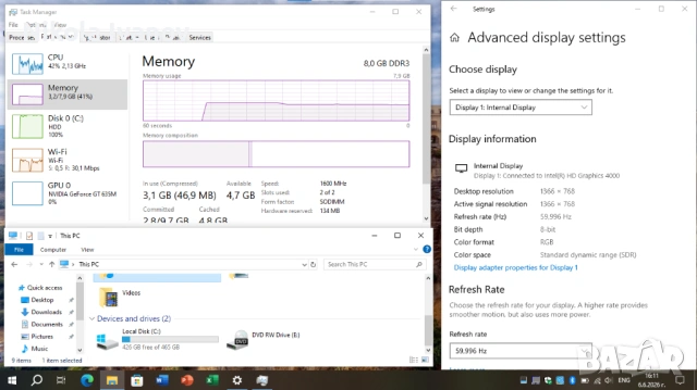 Lenovo G580 | i5-3210M 2x3.10 Ghz | 8GB RAM | 500GB HDD |Nvidia GT 635M (2GB)| 1 ч. батерия | Win 10, снимка 7 - Лаптопи за дома - 54802458