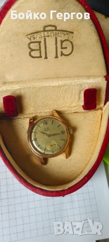 Германски Винтидж часовник GUB GLASHUTTE / SA кал.60  с кутия,Позлата 20MK.Работи перфектно !, снимка 4 - Мъжки - 54377464