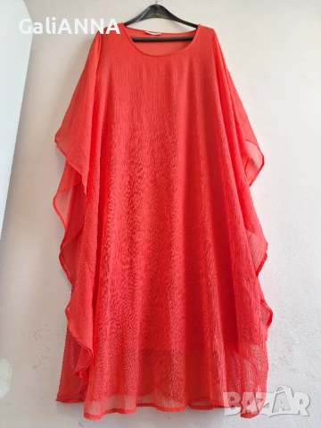 СТРАХОТНА ОРАНЖЕВА РОКЛЯ 2XL-4XL, снимка 4 - Рокли - 54813881