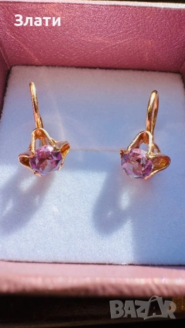 Руски златни обеци с александрит
