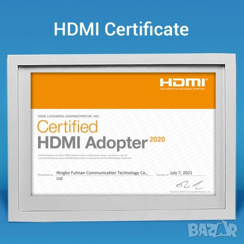 Vention HDMI адаптер 90° ъглов (M/F) – Right Angle HDMI, снимка 11 - Друга електроника - 54421721