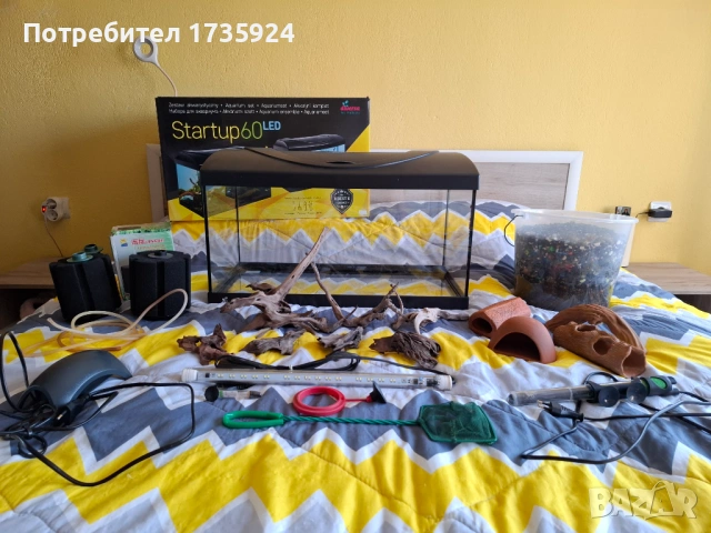 Комплект аквариум и всички необходимо, снимка 2 - Аквариуми - 54909133