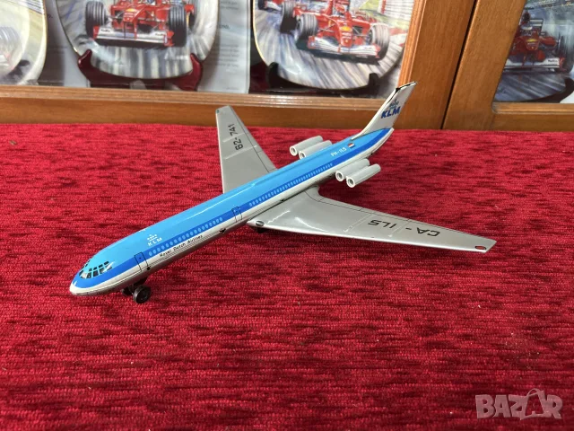 Ретро Ламаринен Самолет Ил-62 (KLM) – Фрикционна Играчка от ГДР / Соц Епохата
