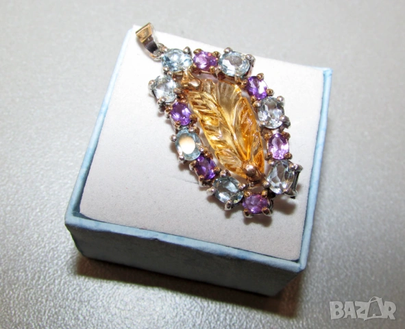 925 сребърно колие с цитрин, аметист и топаз