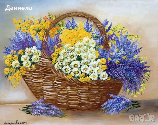 "Цветно ухание.", авторска картина с маслени бои.