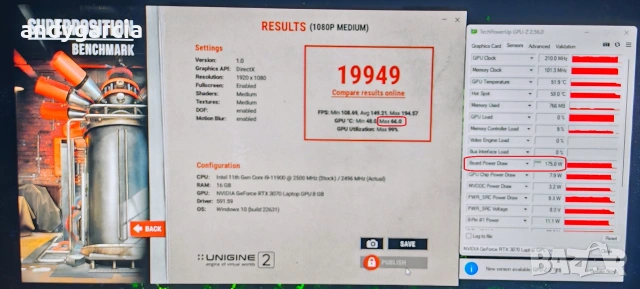 RTX 3070 8GB 175W/Intel Core i9 - 11900 Desktop/16GB RAM/1TB SSD/17.3 144hz IPS FHD/Clevo X170KM-G, снимка 17 - Лаптопи за игри - 55189881