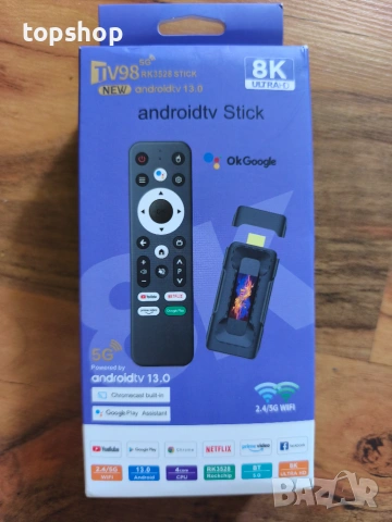 Мощен 8K Смарт ТВ Стик Android 13 с 4GB РАМ и 32GB Вътрешна Памет, Двубандов WiFi 6 и Bluetooth 5.0 , снимка 10 - Плейъри, домашно кино, прожектори - 55074977