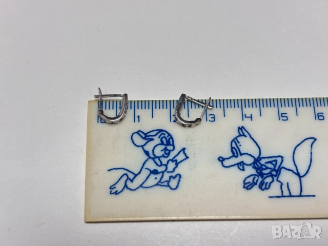 Златни Детски Обеци 0,78 грама 14K(проба 585) бяло злато с циркони, снимка 10 - Обеци - 54925131