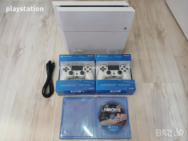 Снежнобял PlayStation 4 500GB Glacier White / 2 Нови Джойстика / Плейстейшън 4, снимка 3 - PlayStation конзоли - 55624586