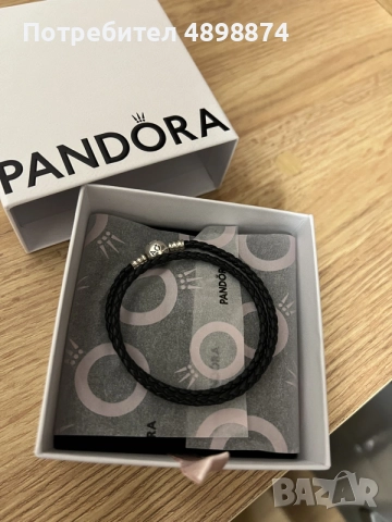Оригинална кожена гривна Pandora, снимка 4 - Гривни - 55438454