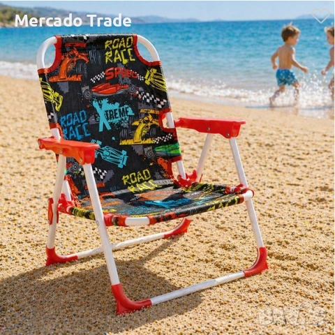 Детски стол Mercado Trade, Метален, Сгъваем, Race Cars, Цветен
