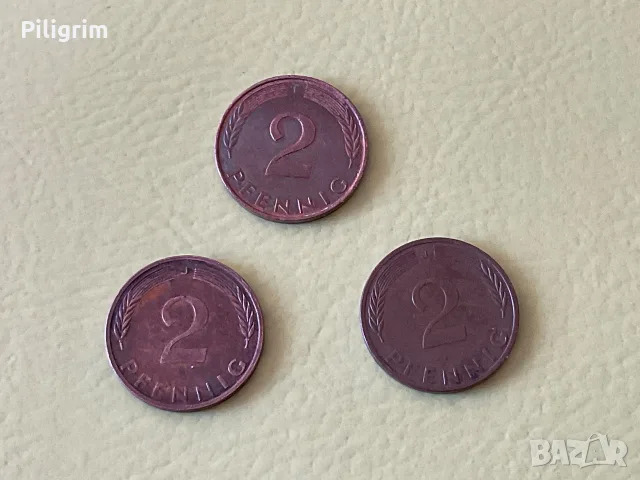 Германия 2 пфениг 1973, 1974, 1989 г.