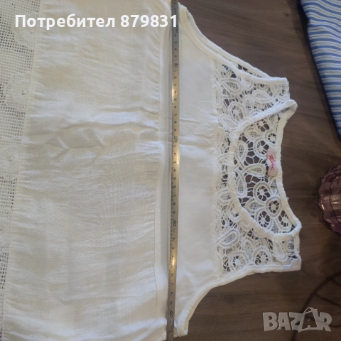 Елегантен бял летен потник с плетена дантела (бохо стил), снимка 2 - Потници - 55273005