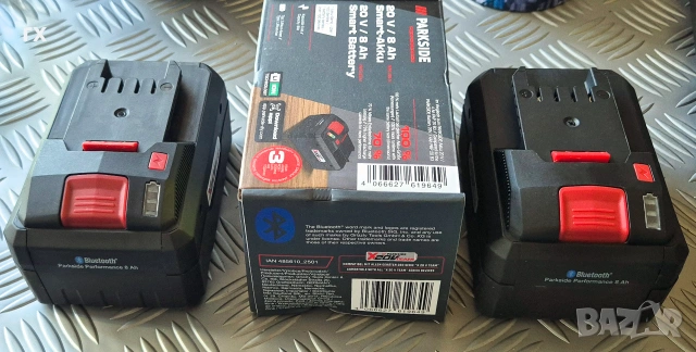  Батерия Parkside 2, 4, 8ah 20V и Двойно зарядно, Растерна пяна 