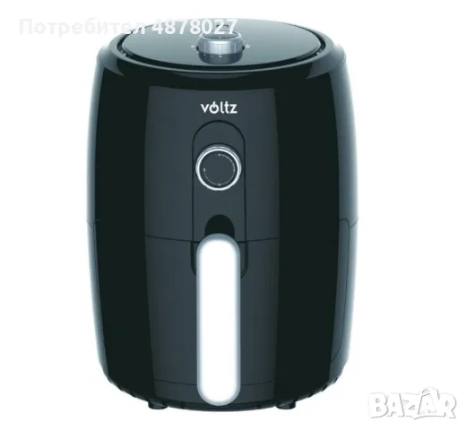 Фритюрник с горещ въздух Air Fryer Voltz V51980L, 1000W, 2 литра, 80-200 C, Таймер, Черен - 2 ГОДИНИ