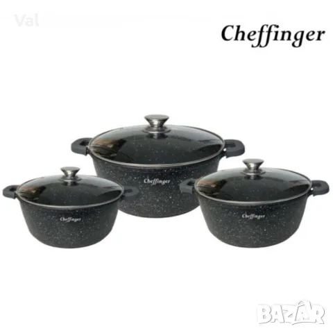 Комплект тенджери Cheffinger – 6 части с мраморно покритие, 20 / 24 / 28 см, снимка 6 - Съдове за готвене - 55335080