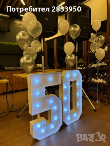 Продавам Обемни светещи цифри за 50 годишнина , снимка 3 - Декорация за дома - 54373986