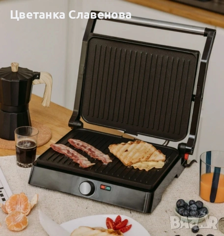 Електрическа скара и тостер с мощност 2200 W, регулатор на температурата, отваряне на 180º., снимка 5 - Скари - 54040915