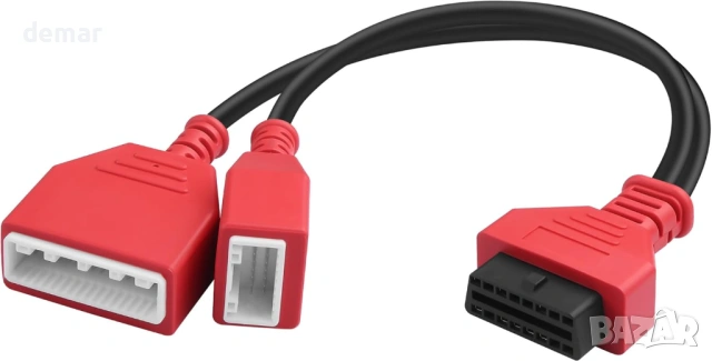 OBDII диагностичен адаптер, 16+32-пинов OBD2 разклонителен кабел 30 см