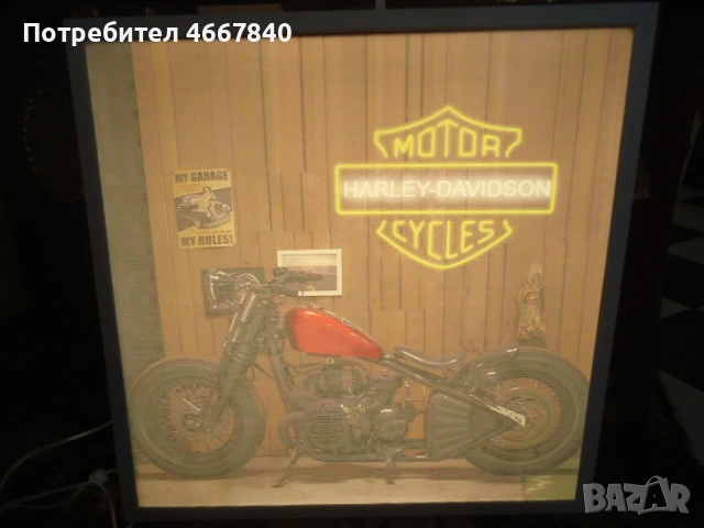 Harley Davidson светеща табела. размер около 60х60х3 см.