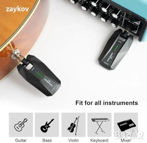 Coolmusic 5.0GHz безжична стерео китарна система с 1/4" щепсели и 1/8", снимка 5 - Друга електроника - 54401896
