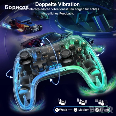 Безжичен геймпад Xtrike Me GP-52 с прозрачен корпус и RGB осветление, снимка 5 - Аксесоари - 55146068